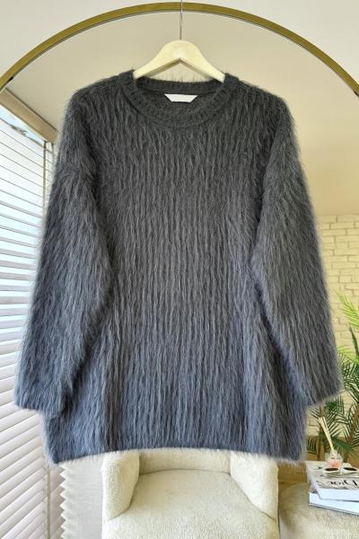 Oversize Sakallı Kazak Antrasit