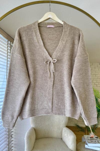 Luna Triko Hırka Kum Beji