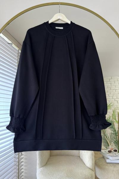 Kolları Gipeli Tunik Siyah