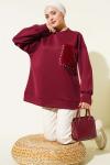 Kürk Cepli Scuba Sweatshirt Bordo