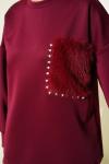 Kürk Cepli Scuba Sweatshirt Bordo