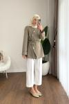 Duble Kol Asimetrik Düğmeli Ceket Yeşil