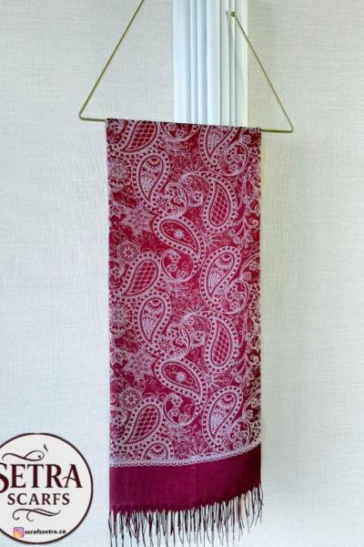Kaşmir Saçaklı Şal Bordo