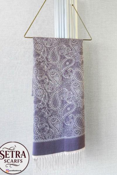 Kaşmir Saçaklı Şal Mor