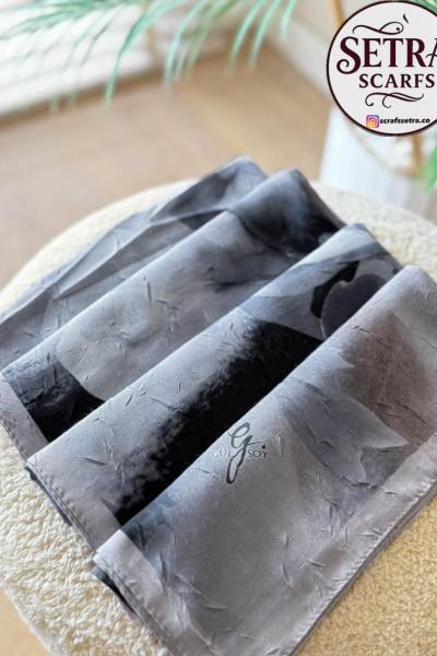 Bambu Kraş Eşarp (A) Siyah Gri