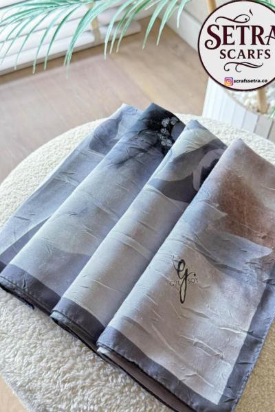 Bambu Kraş Eşarp (A) Gri - Antrasit