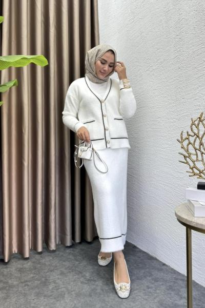 Angora Etekli Takım Beyaz