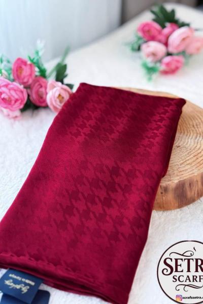 İpeksi Jakarlı Şal (Kaz Ayağı Desenli) Bordo
