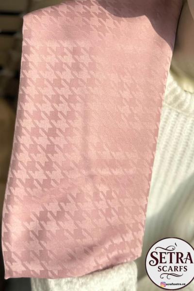 İpeksi Jakarlı Şal (Kaz Ayağı Desenli) Pudra