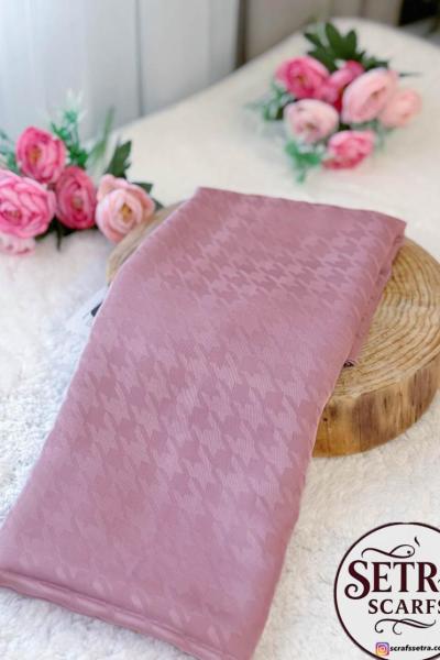 İpeksi Jakarlı Şal (Kaz Ayağı Desenli) Pudra