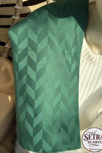 İpeksi Jakarlı Şal (Balık Sırtı Desenli) Zümrüt
