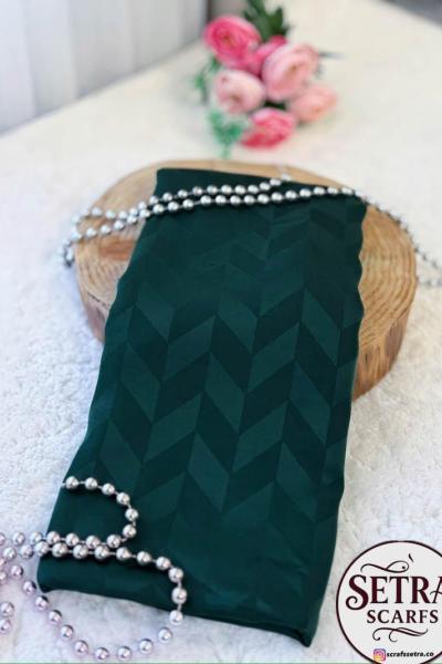 İpeksi Jakarlı Şal (Balık Sırtı Desenli) Zümrüt