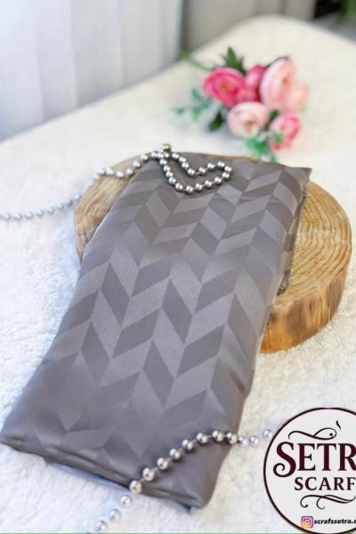 İpeksi Jakarlı Şal (Balık Sırtı Desenli) Gri