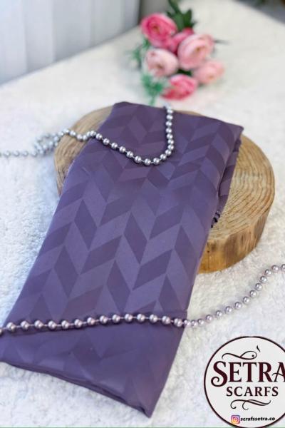 İpeksi Jakarlı Şal (Balık Sırtı Desenli) Lila