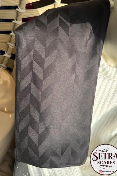 İpeksi Jakarlı Şal (Balık Sırtı Desenli) Siyah