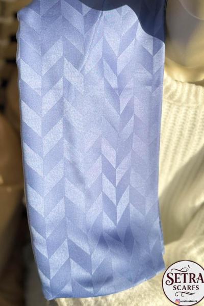 İpeksi Jakarlı Şal (Balık Sırtı Desenli) indigo mavisi