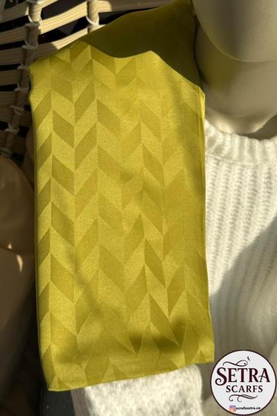 İpeksi Jakarlı Şal (Balık Sırtı Desenli) yeşil yağ