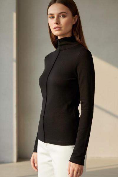 Dik Yaka Çımalı Body Siyah