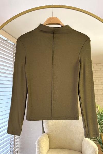 Dik Yaka Çımalı Body Haki