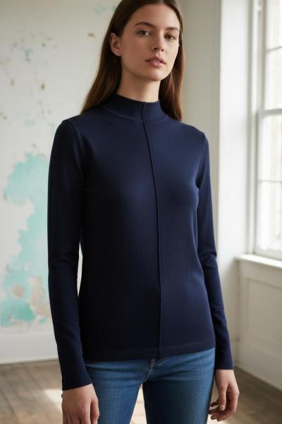 Dik Yaka Çımalı Body Lacivert