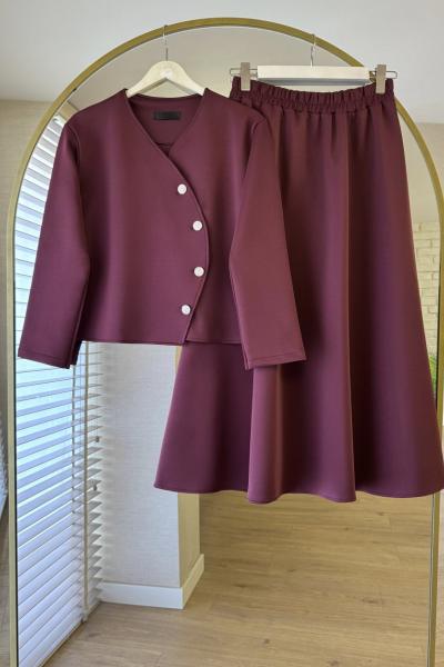 Lora Etekli Takım Bordo