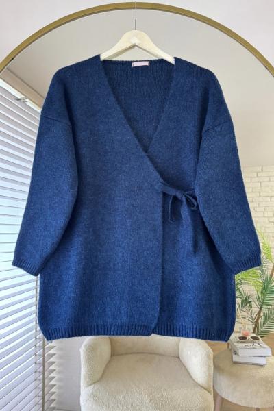 Yandan Bağlamalı Triko Hırka Lacivert