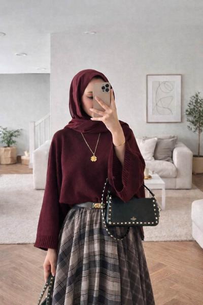 Yarasa Kol Kısa Kazak Bordo