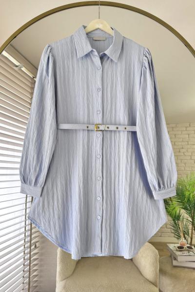 Armürlü Kemerli Tunik Bebe Mavisi