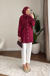 Yaka Bağcıklı Salaş Tunik Bordo