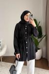 Yaka Bağcıklı Salaş Tunik Siyah