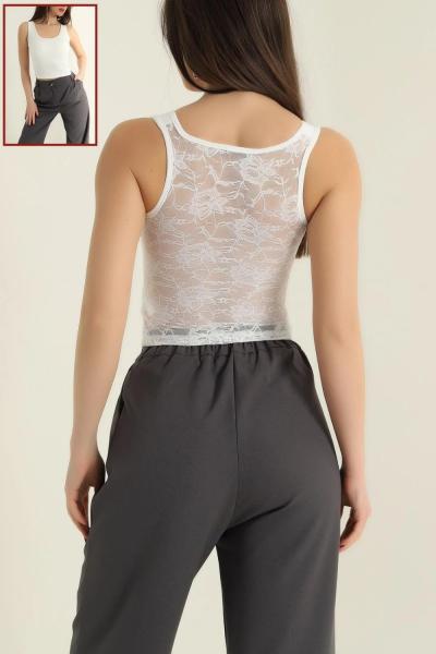 Arkası Dantelli Atlet Ekru