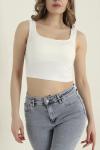 Kare Yaka Crop Atlet Ekru