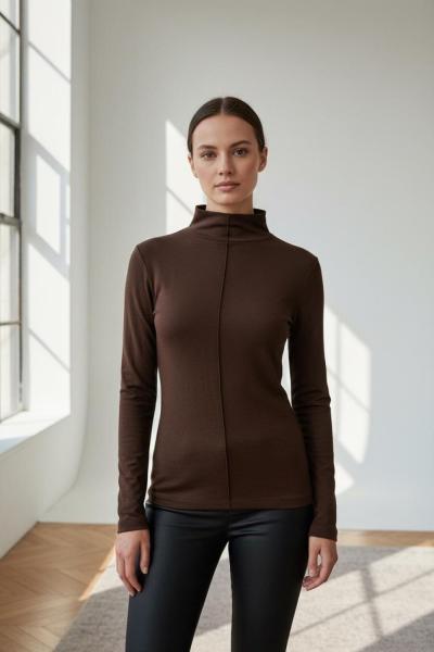 Dik Yaka Çımalı Body Acı Kahve