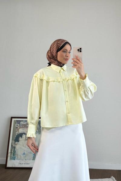 Fırfırlı Kısa Gömlek Sarı