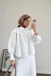 Fırfırlı Kısa Gömlek Ekru