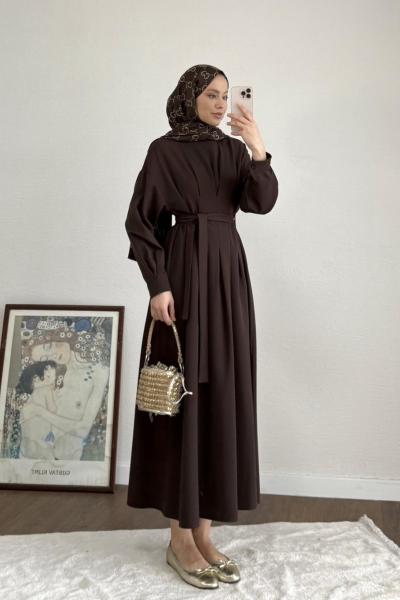 Pensli Double Elbise Acı Kahve