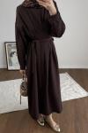 Pensli Double Elbise Acı Kahve