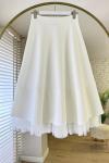 Tül Detaylı Scuba Etek Beyaz