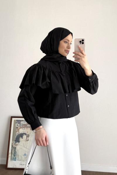 Cape Kısa Gömlek Siyah