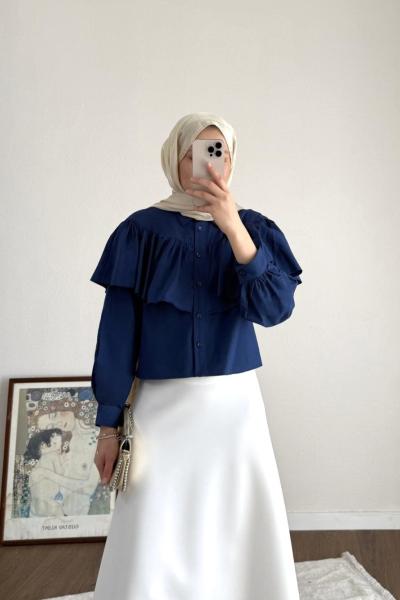 Cape Kısa Gömlek Lacivert