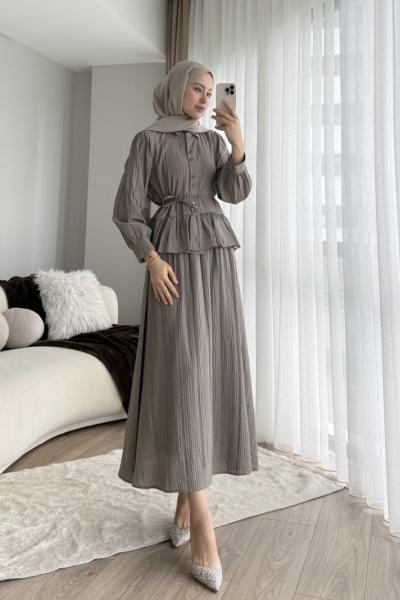 Begonya Etekli Takım Vizon