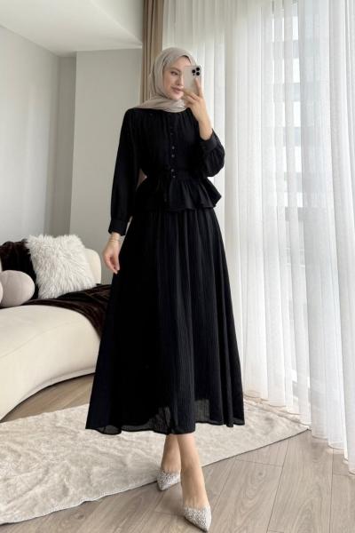 Begonya Etekli Takım Siyah