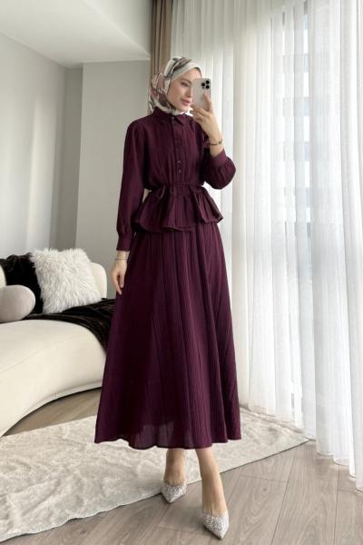 Begonya Etekli Takım Mürdüm