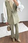 Tek Düğmeli Yelekli Takım Yeşil