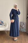 Sarmaşık Etekli Takım Lacivert