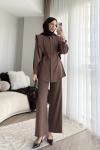 Lina Pantolonlu Takım Kahverengi