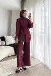 Lina Pantolonlu Takım Bordo