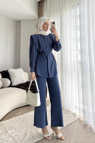 Lina Pantolonlu Takım indigo mavisi
