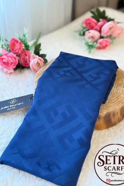 İpeksi Jakarlı Şal (F Desenli) Lacivert