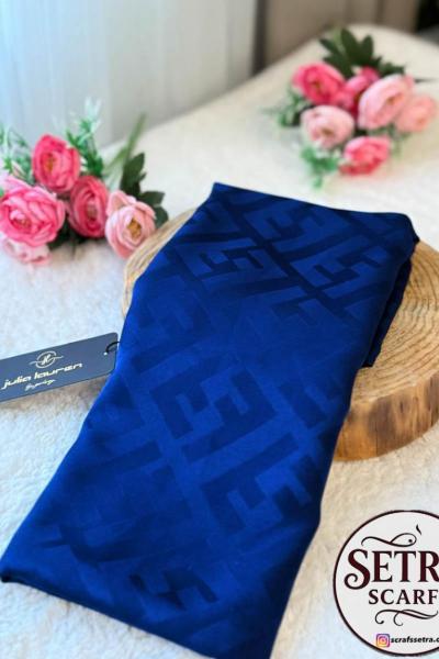 İpeksi Jakarlı Şal (F Desenli) Lacivert